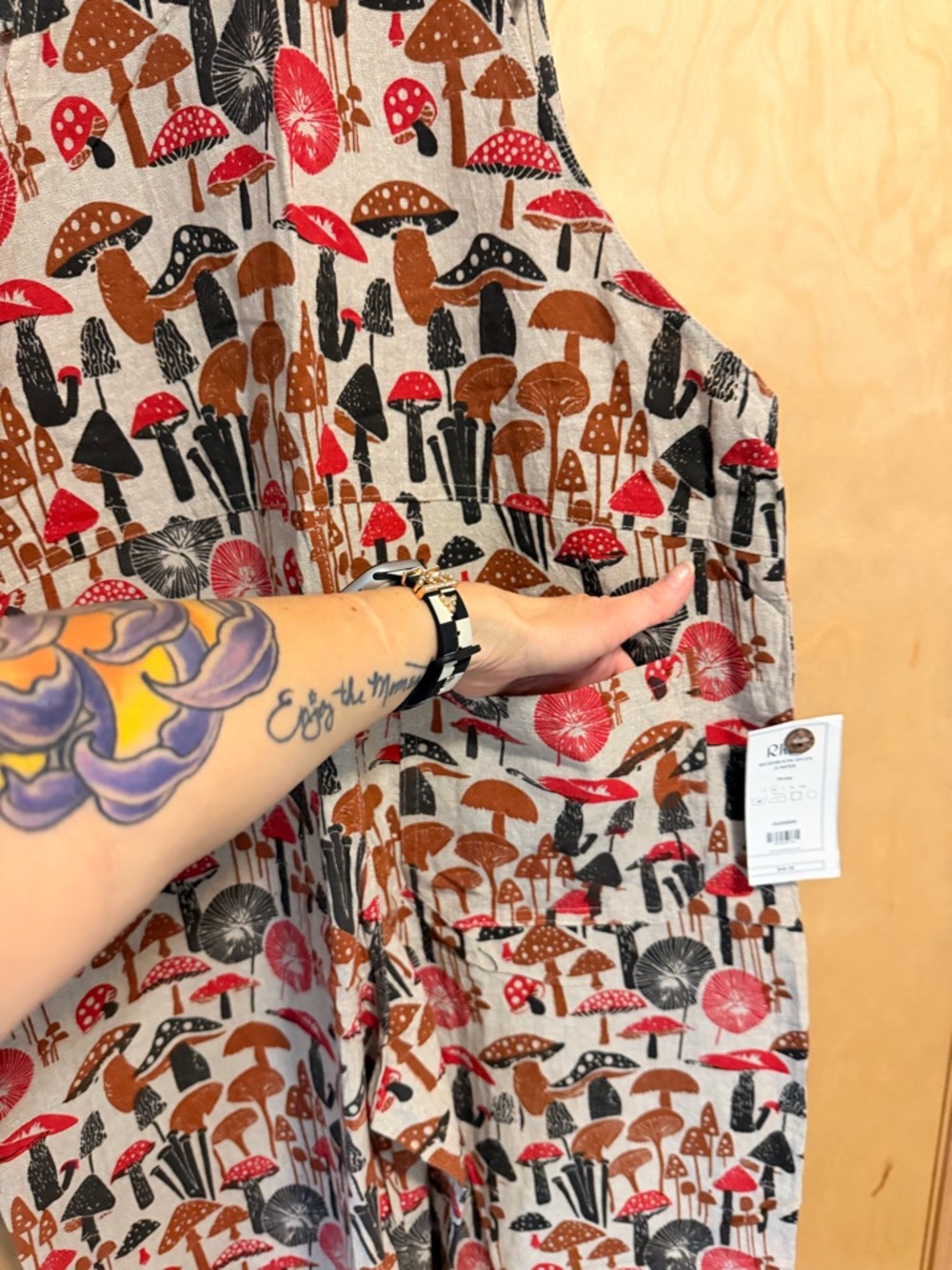 Mushroom Print Overalls - Festival Boho 🤩 NWT 100% Cotten - Picture 7 of 11